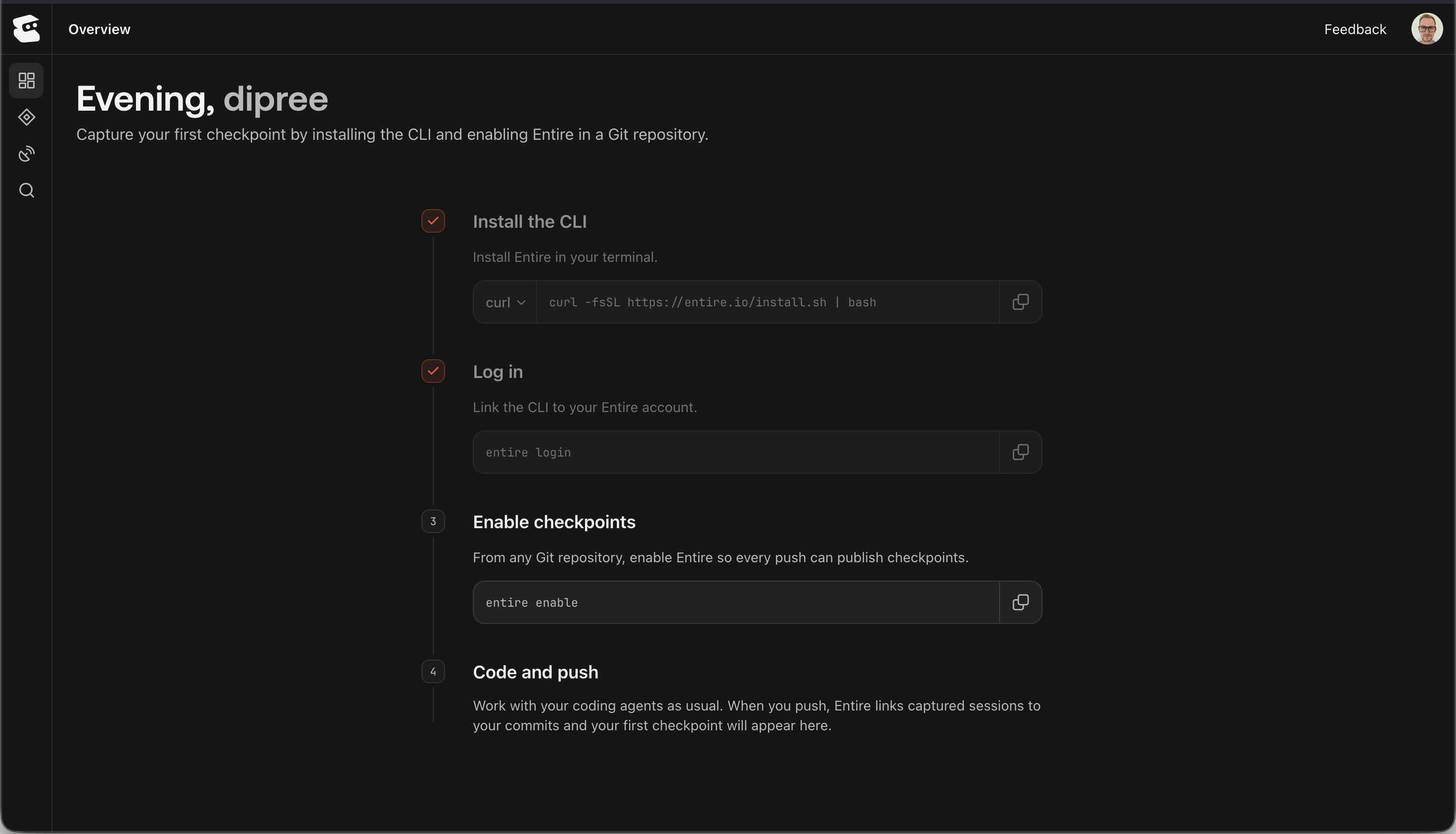 Refreshed Entire onboarding checklist without browser chrome